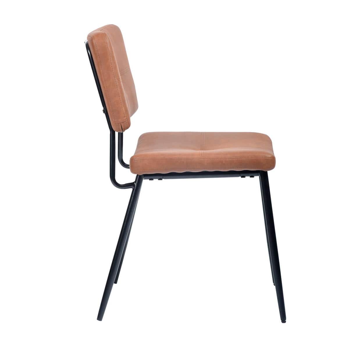 Karomi Brown Faux Leather Upholstered Side Dining Chairs - Set of 2