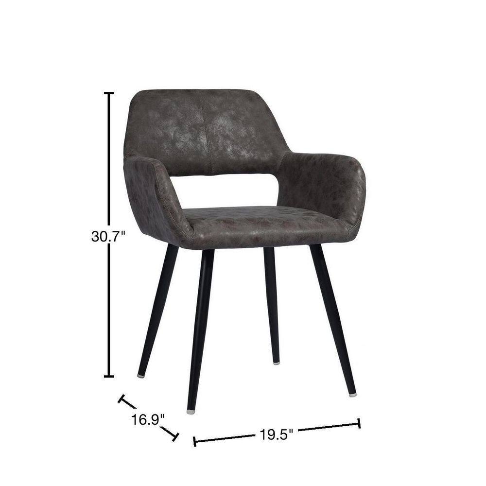 CROMWELL Dining Chair - Pu Leather Brown with Metal Leg
