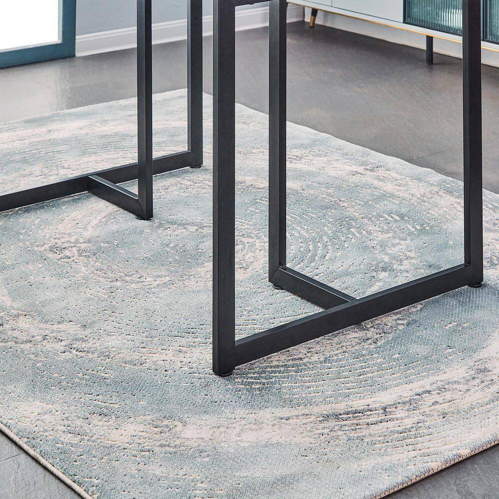 SLIP 47 in. Tempered Glass Top Slip Black Base Elegant Dining Table