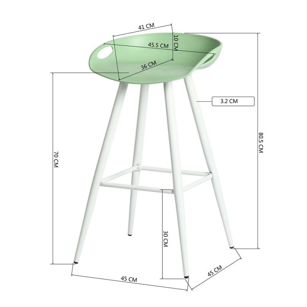 Set of 50, 27.6 in. Lime Green Low Back Metal Legs Bar Height Bar Stools with PP Seat