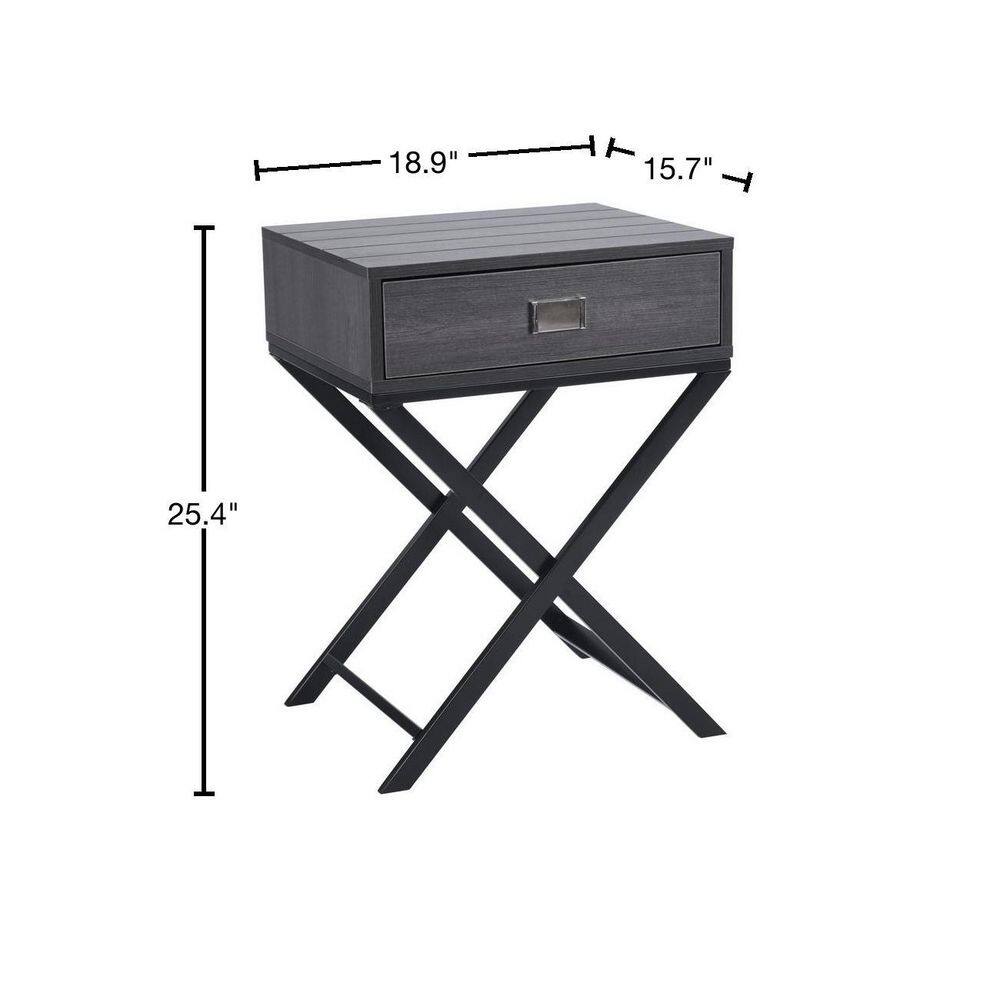 Set of 22, Pizarro 18.9 in. Black Rectangular MDF End Table with Drawer