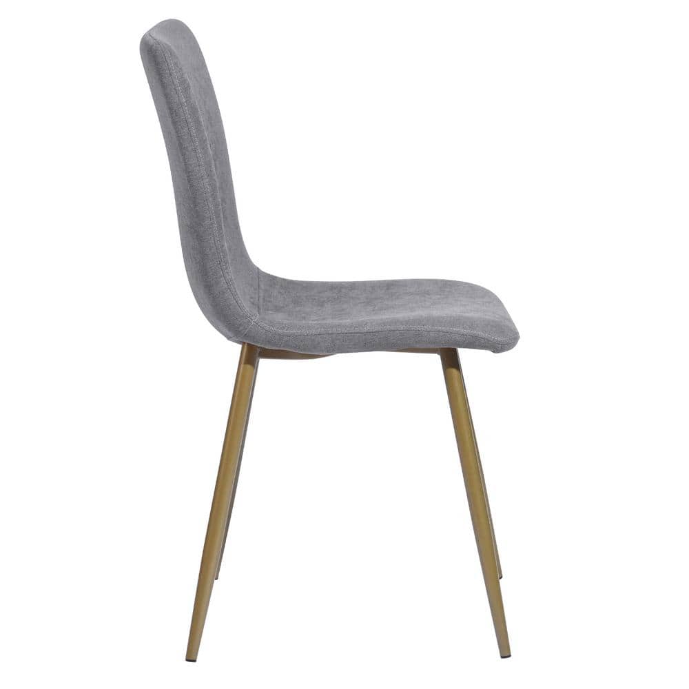 Set of 32, SCARGILL Dining Chair - Fabric Dark Grey with Golden Metal Leg