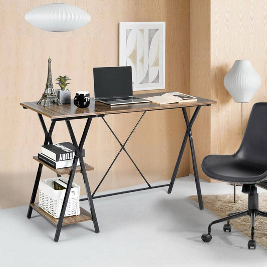 Set of 20, Maddie 47 in. Brown Manufactured Wood Computer Writing Desk with 2 Shelves