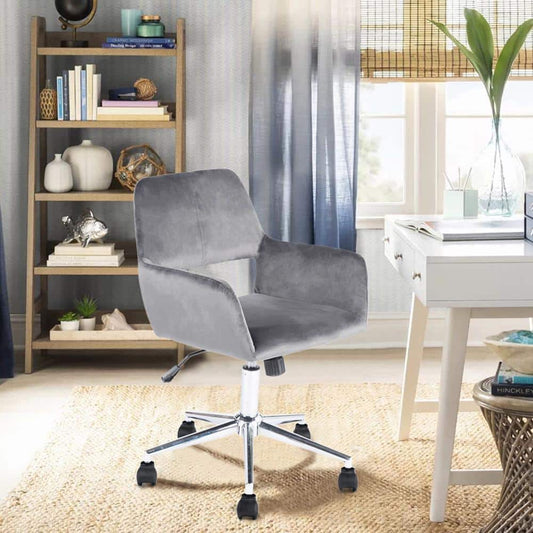 Set of 12, Ross Grey Velvet Upholstered Task Chair With Adjustable Height