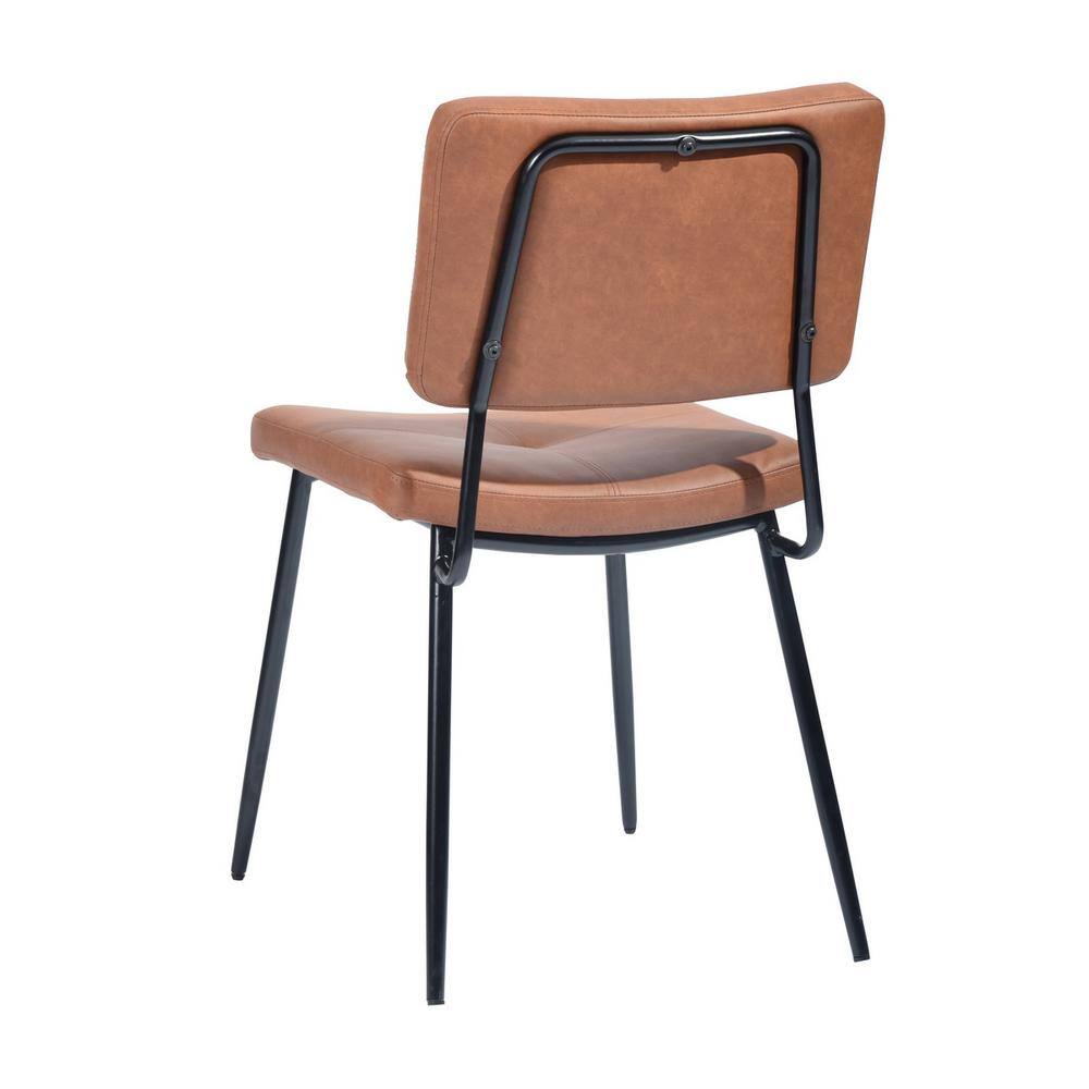 Karomi Brown Faux Leather Upholstered Side Dining Chairs - Set of 2