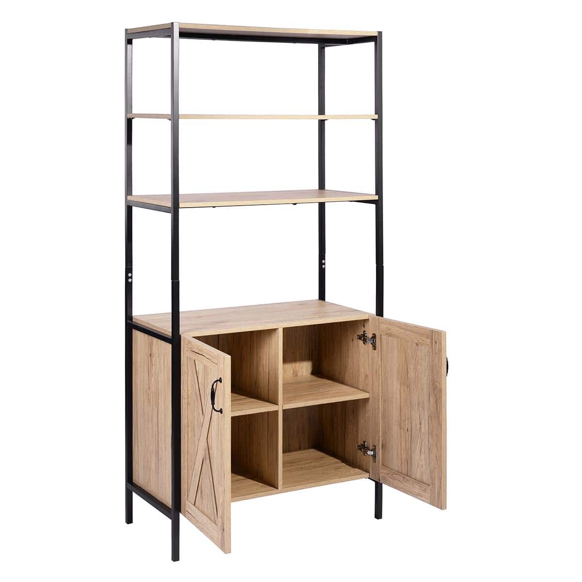 Set of 8, Bebou 70.9 in. Brown MDF Wood 3-Shelves Bookcase Cabinet