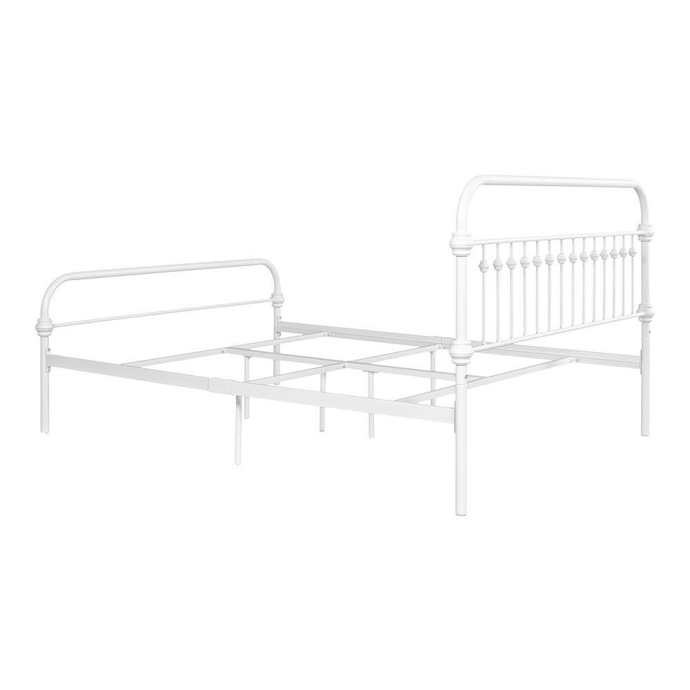 Gobert White Metal Standard Full Platform Bed Foundation with Headboard