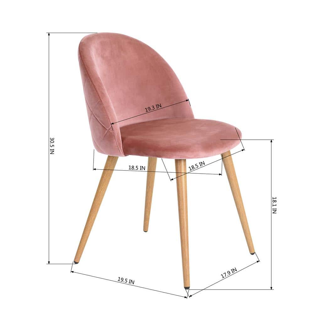 Set of 2, Zomba Dining Chair - Velvet Rose with Metal Leg