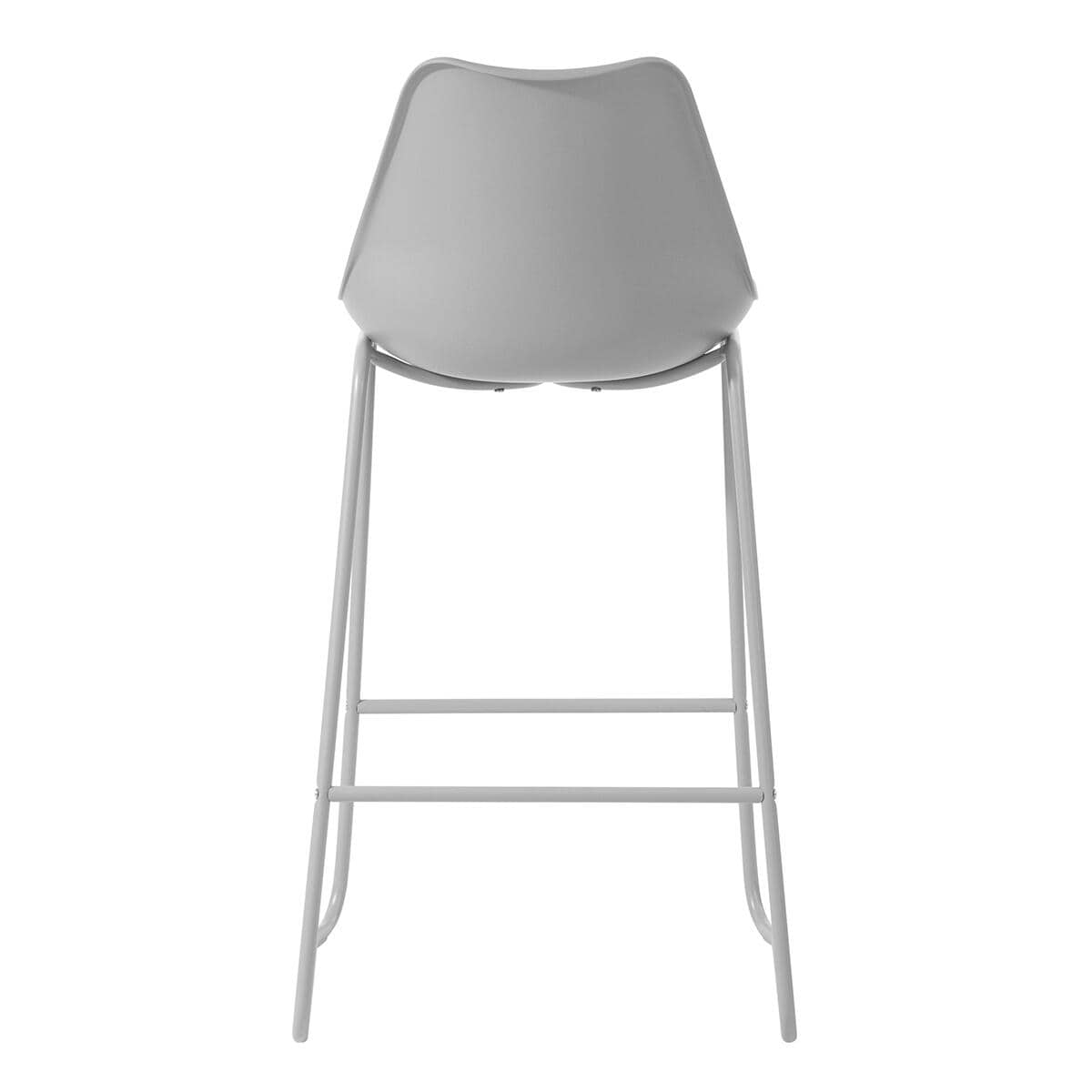 Russ 29 in. Gray Low Back Metal Frame Bar Stool with Faux Leather Cushion Seat - Set of 2