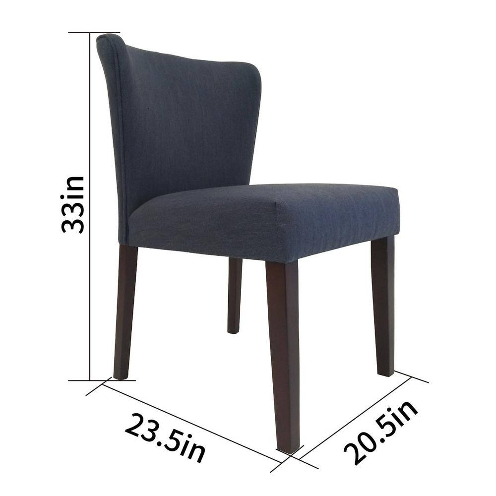 Set of 8, Cambodia Navy Upholstered Solid Wood Dining Chair