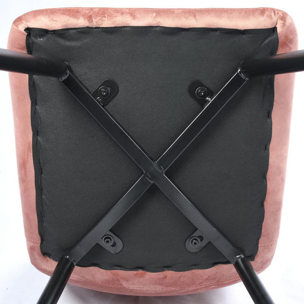 Set of 4, SCARGILL Dining Chair - Velvet Rose with Black Metal Leg