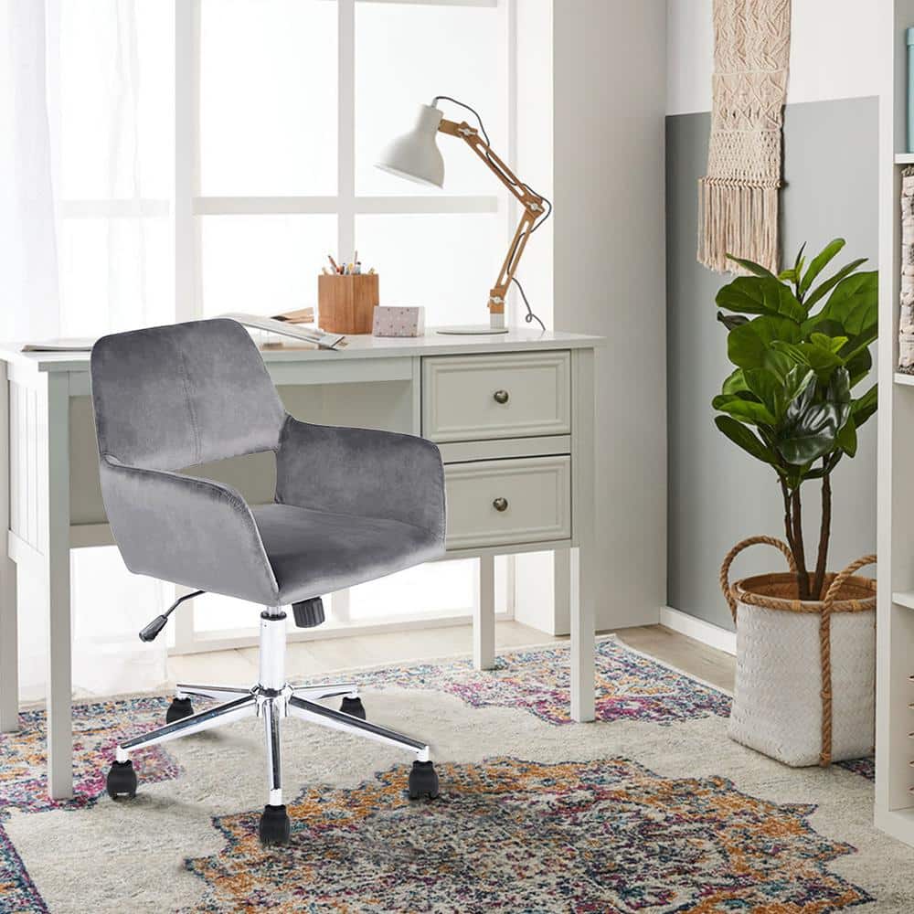 Set of 12, Ross Grey Velvet Upholstered Task Chair With Adjustable Height