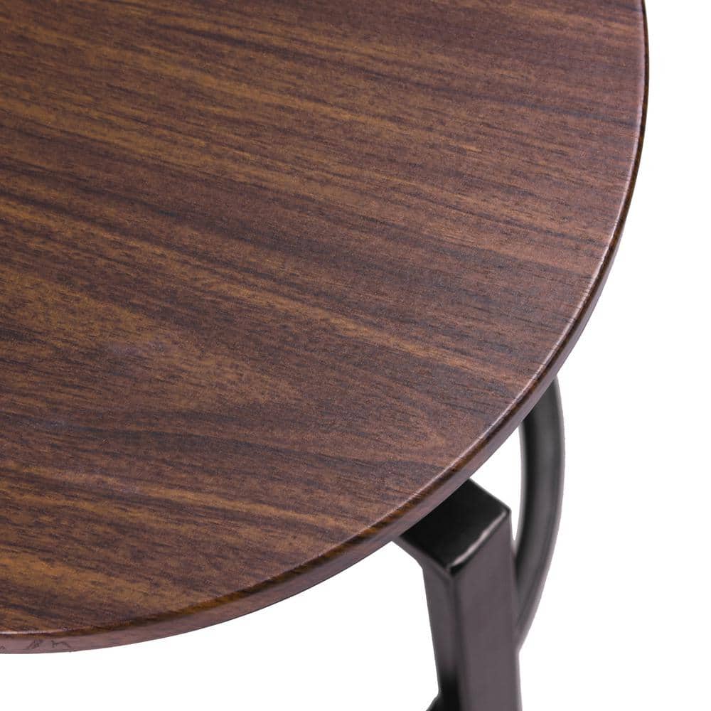 Set of 70, AMAT 24-29 in. Adjustable Height Brown Wood Backless Metal Frame Industial Counter and Bar Stool