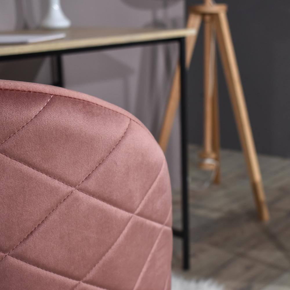 Set of 2, Zomba Dining Chair - Velvet Rose with Metal Leg