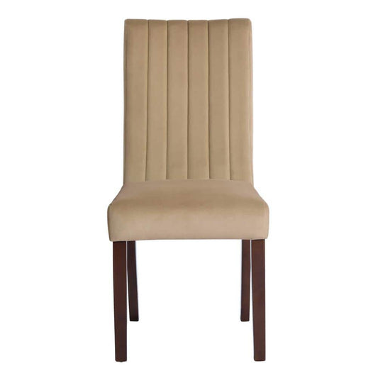 Fawn Taupe Velvet Upholstered Dining Chairs - set of 2