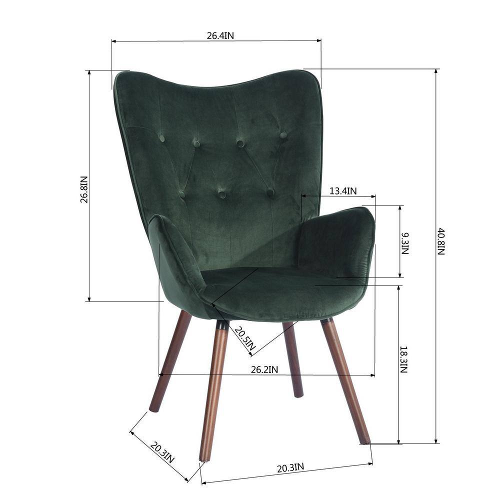 Kas Green Velvet Tufted Leisure Arm Chair