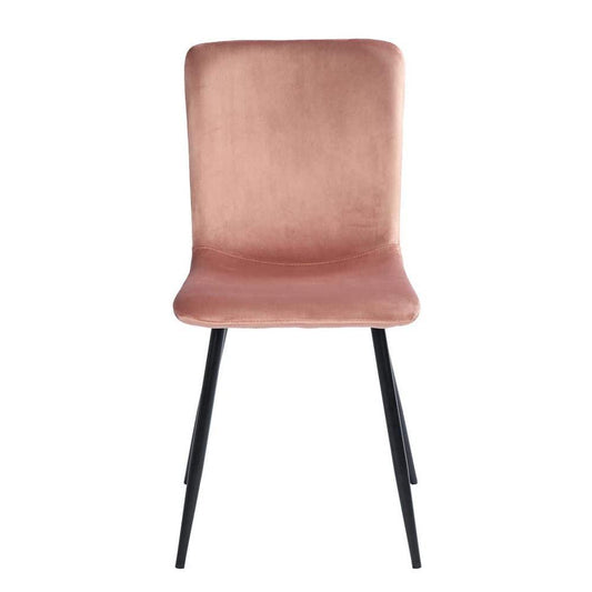 Set of 4, SCARGILL Dining Chair - Velvet Rose with Black Metal Leg