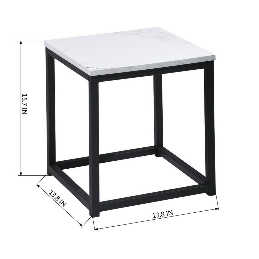 Set of 47, Facto 13.8 in. White Marble MDF End Table