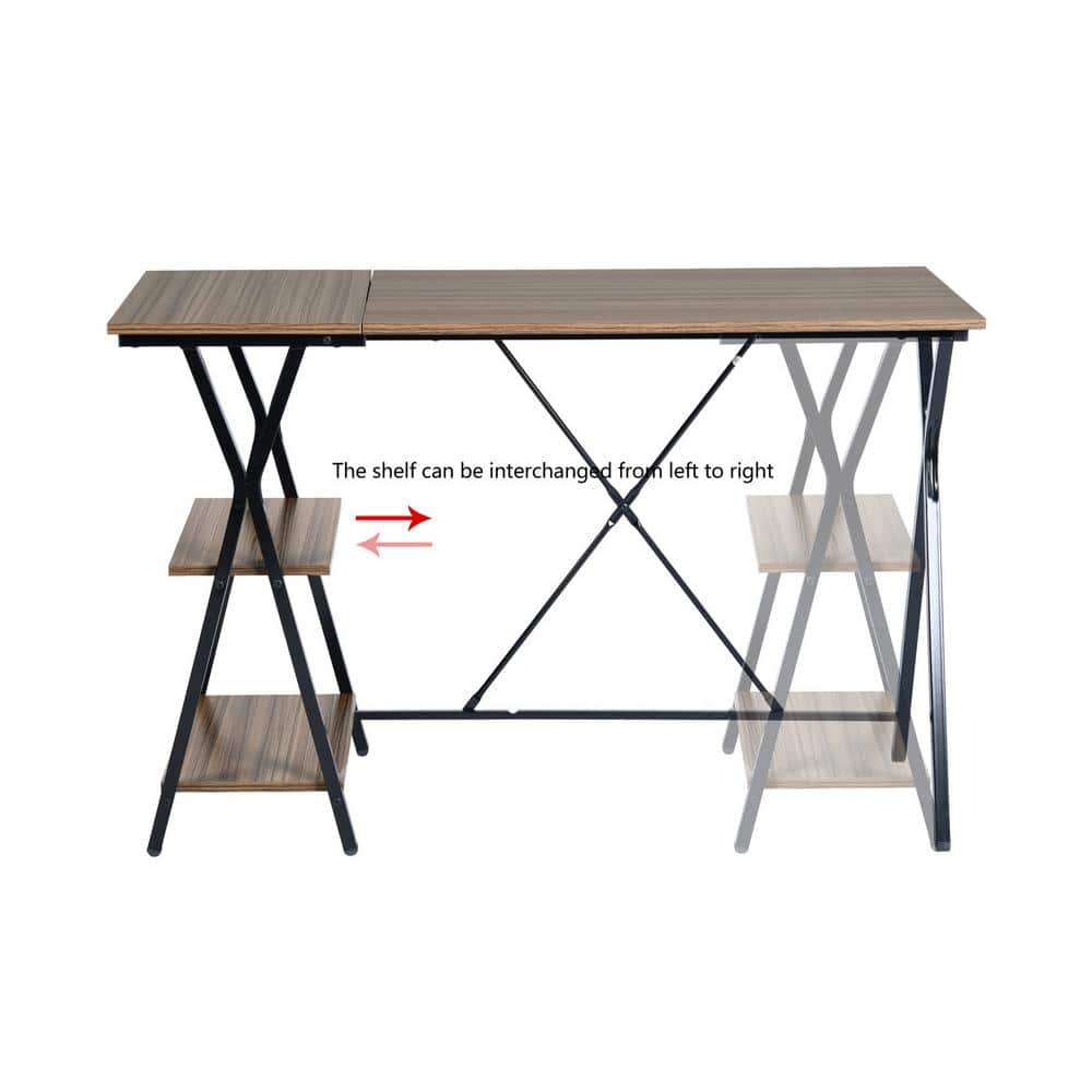 Set of 20, Maddie 47 in. Brown Manufactured Wood Computer Writing Desk with 2 Shelves