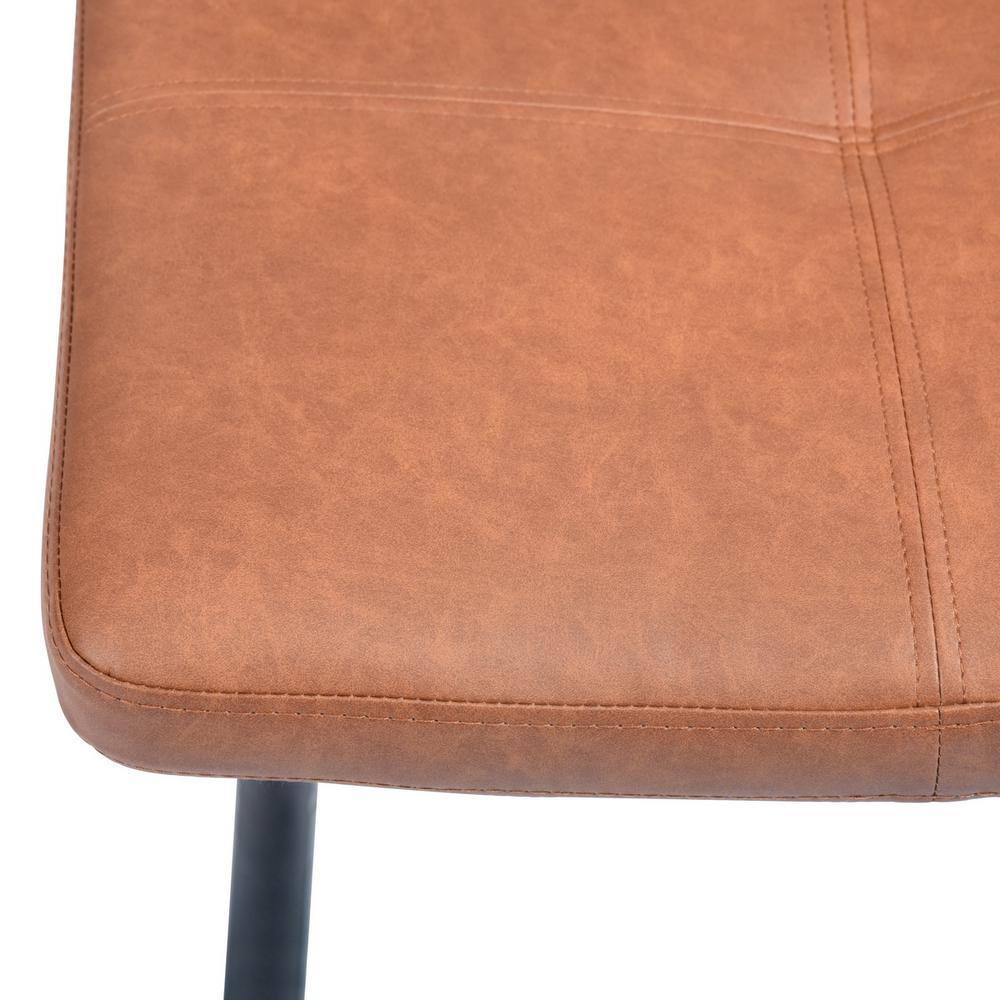 Karomi Brown Faux Leather Upholstered Side Dining Chairs - Set of 2
