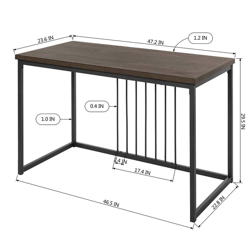Set of 1, ZEN Computer Desk 47.2 in. W Brown Metal Frame MDF Wood