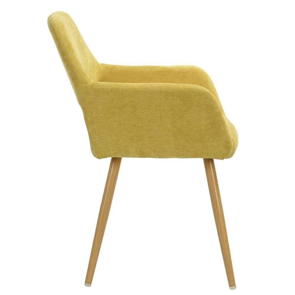 Set of 11, CROMWELL Dining Chair - Velvet Yellow with Metal Leg