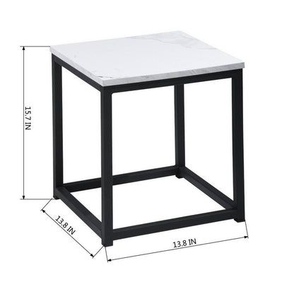 Facto 13.8 in. White Marble MDF End Table