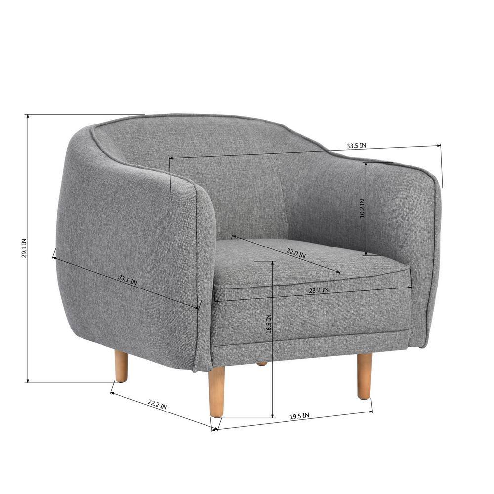 Cynric Dark Gray Fabric Upholstered Arm Accent Barrel Chair