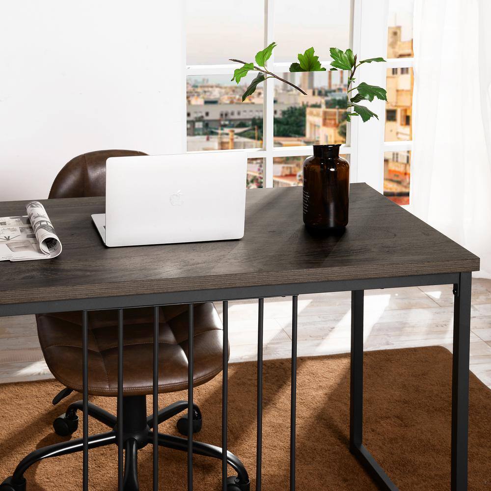 Set of 14, ZEN Computer Desk 47.2 in. W Brown Metal Frame MDF Wood