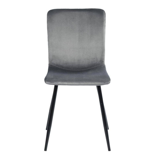 Set of 4, SCARGILL Dining Chair - Velvet Grey with Black Metal Leg