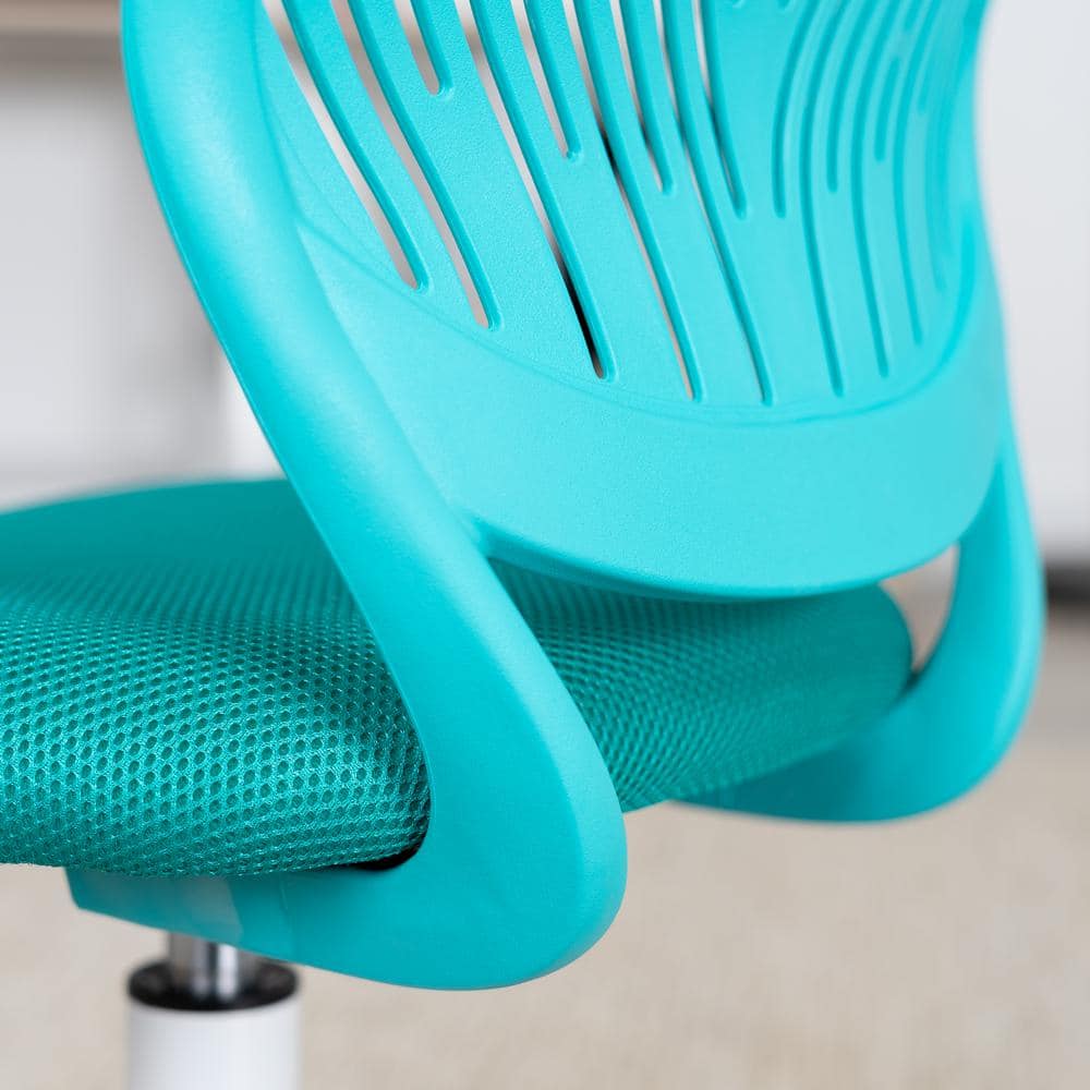 Set of 37, Carnation Turquoise Middle Back Mesh Seat Swivel Task Chair with Adjustable Height
