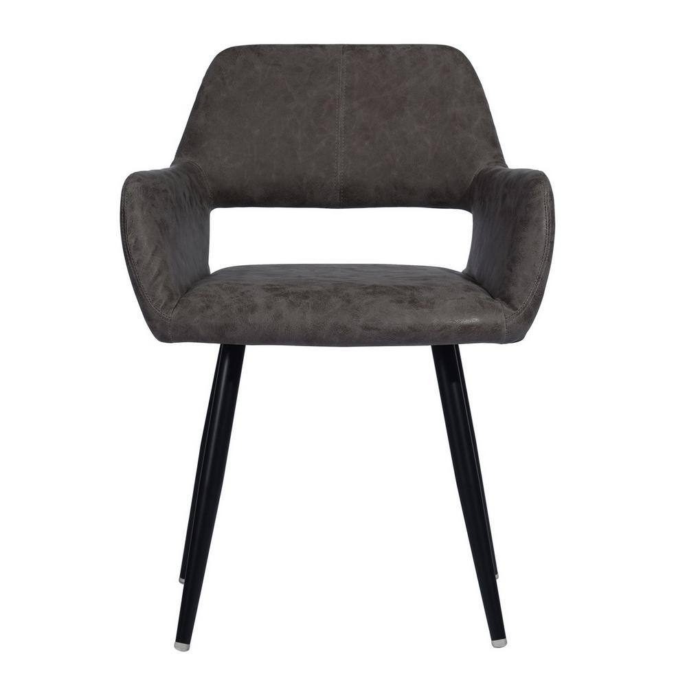 CROMWELL Dining Chair - Pu Leather Brown with Metal Leg