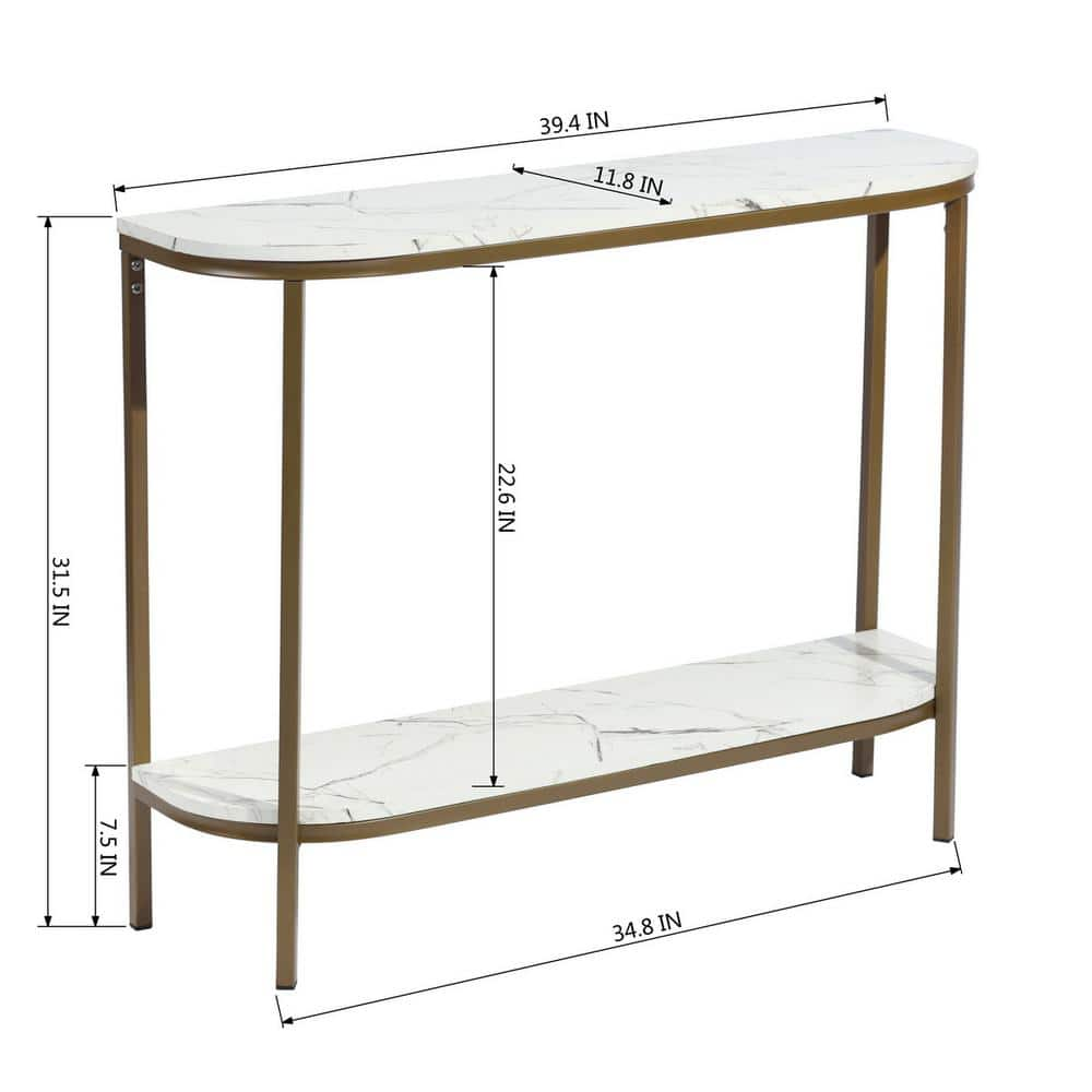 Adria Console Table 100cm - White Marble with Metal Leg