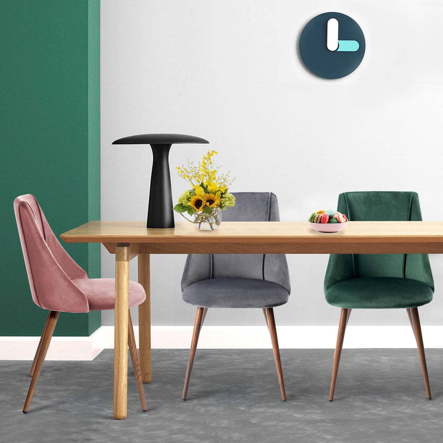 Set of 22, Smeg Dining Chair - Velvet Dark Green
