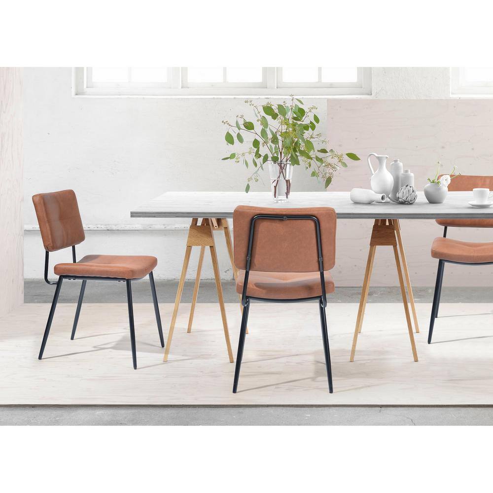 Set of 30, Karomi Brown Faux Leather Upholstered Side Dining Chairs