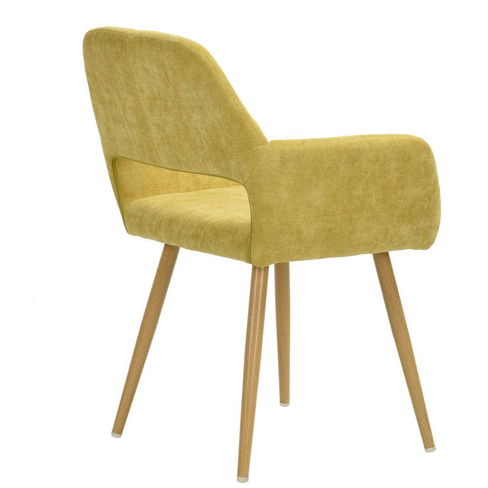 Set of 11, CROMWELL Dining Chair - Velvet Yellow with Metal Leg