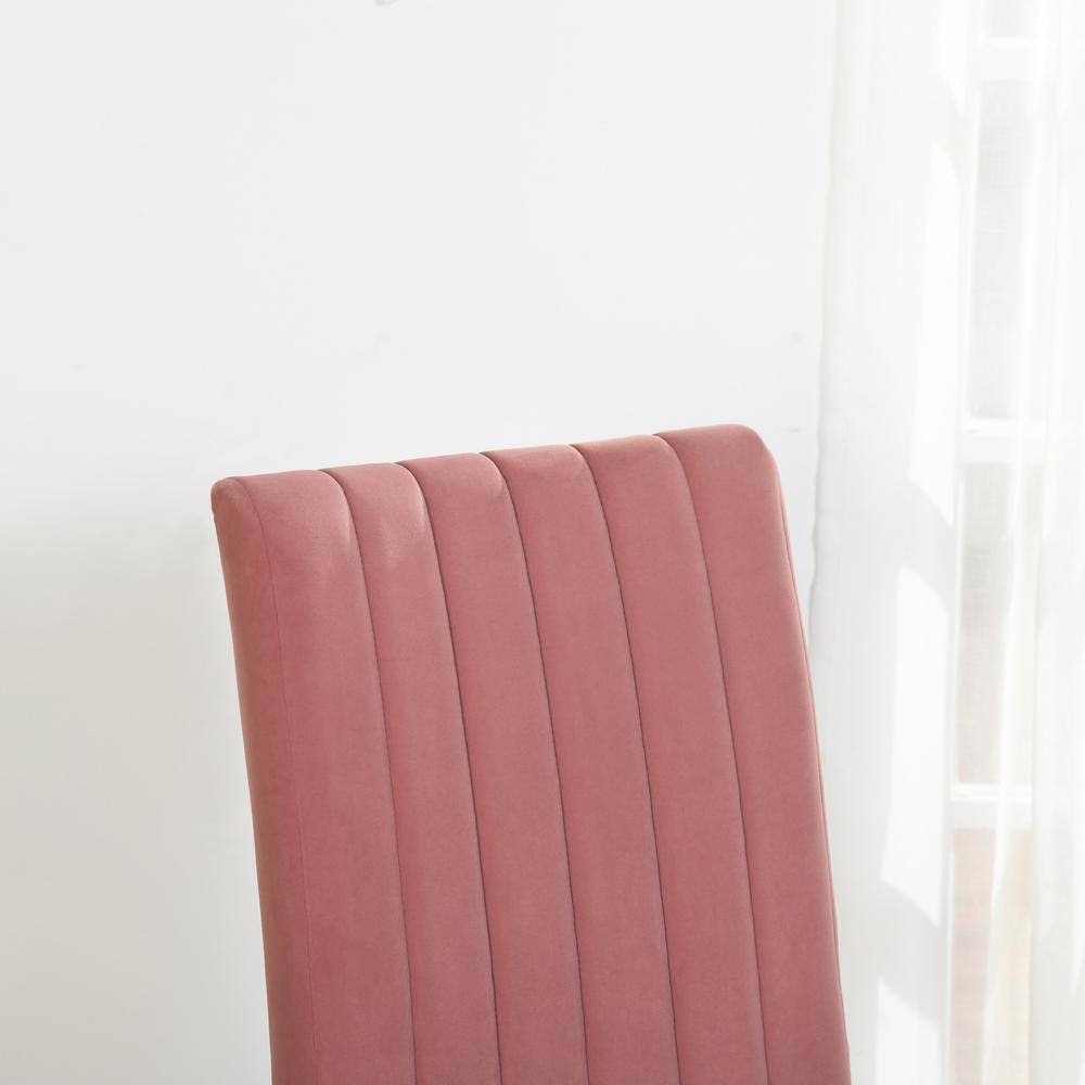 Set of 18, Fawn Pink Velvet Upholstered Dining Chairs