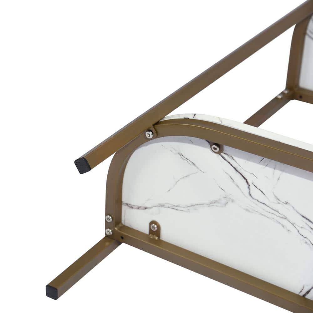 Set of 30, Adria Console Table 100cm - White Marble with Metal Leg
