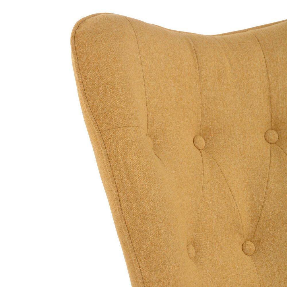 Set of 9, Kas Yellow Fabric Upholstered Tufted Armrest Wingback Arm Chair