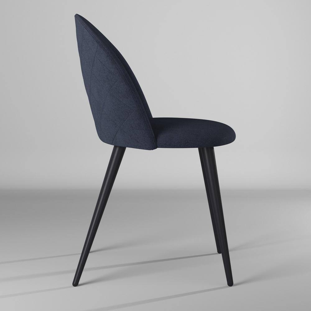 Set of 24, Zomba Dining Chair - Velvet Blue with Black Paintting Leg