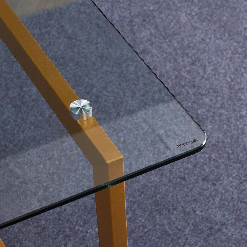 SLIP 47 in. Tempered Glass Top Slip Gold Base Elegant Dining Table