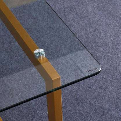 SLIP 47 in. Tempered Glass Top Slip Gold Base Elegant Dining Table