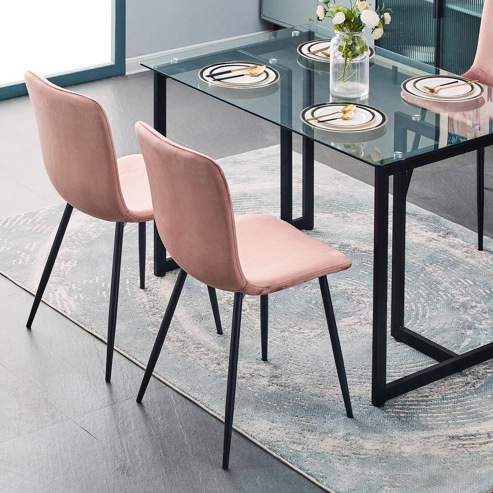 Set of 32, SCARGILL Dining Chair - Velvet Rose with Black Metal Leg