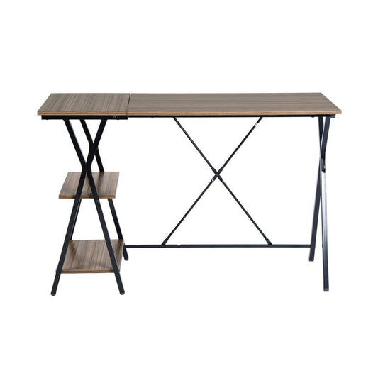 Maddie 47 in. Brown Manufactured Wood Computer Writing Desk with 2 Shelves
