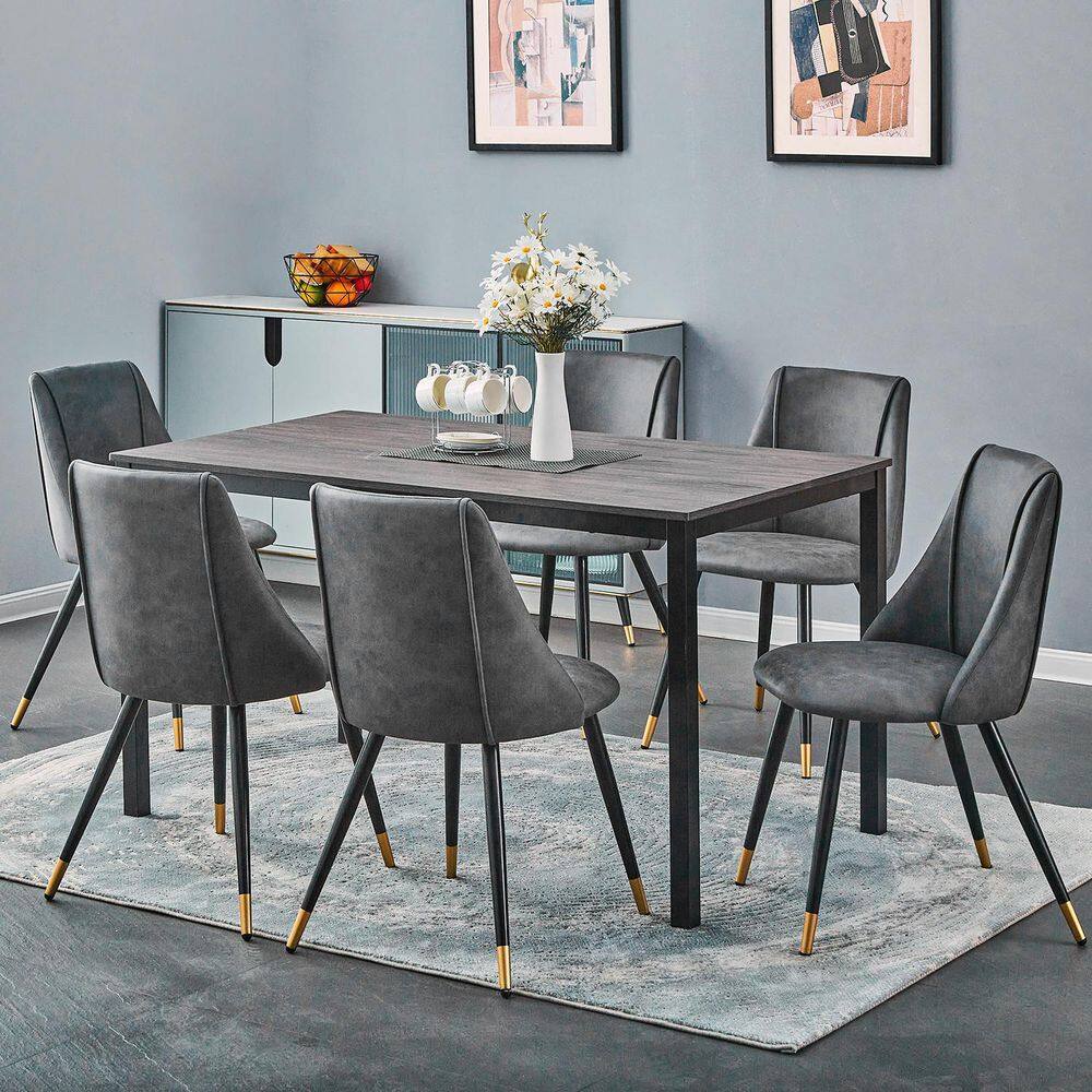 Set of 22, Smeg Dining Chair - Pu Grey with Black Golden Leg