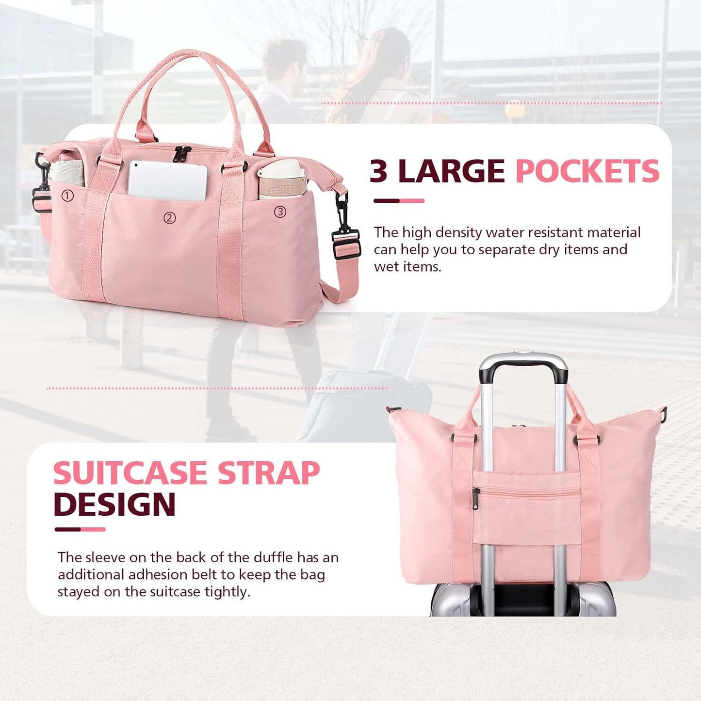 FETINES Travel Waterproof Weekender Bag