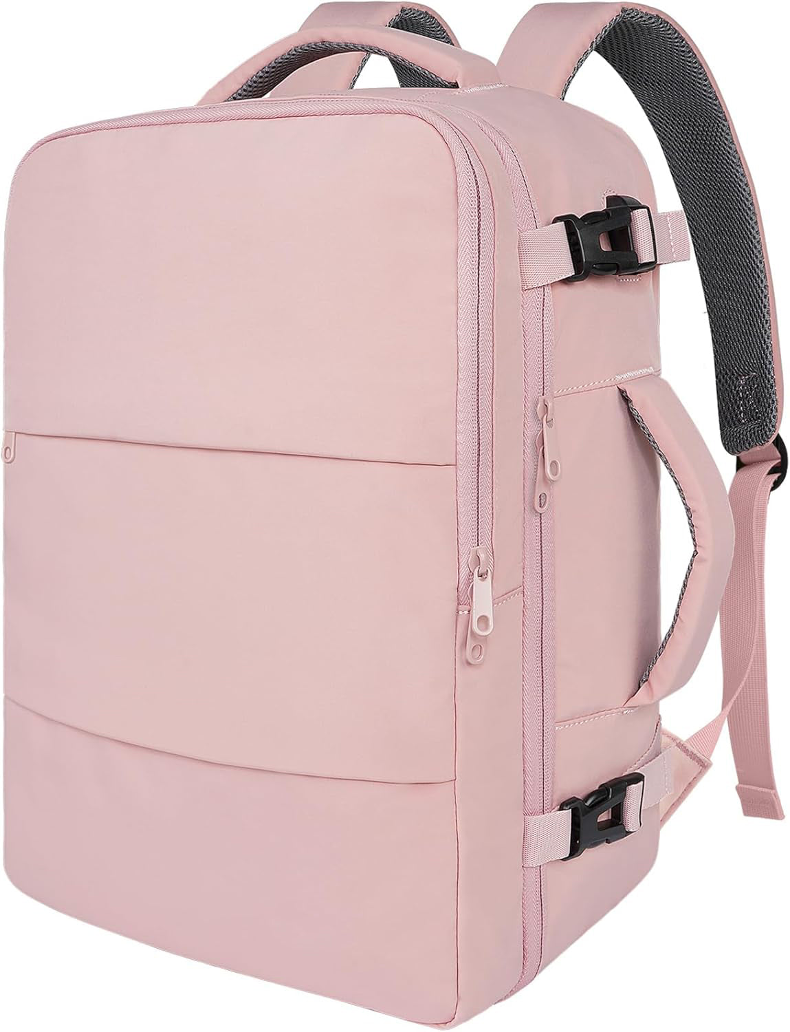 FETINES Women's Travel Backpack, Carry-On Bag with USB Charging Port and Shoe Bag, Pink