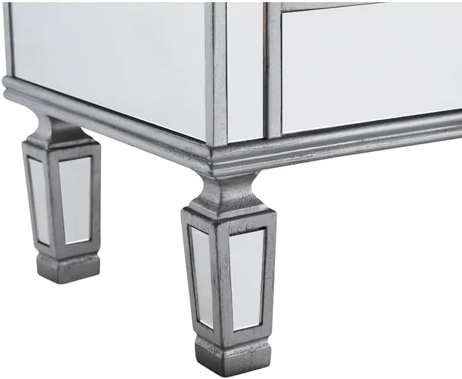 FetiNes 60" Silver Wood Frame Mirrored Storage Sideboard Buffet Cabinet