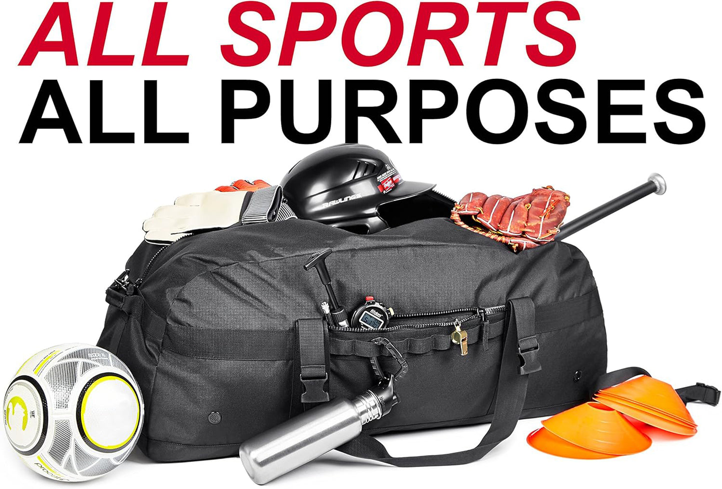 FETINES 132L Heavy Duty Oversized Sports Gym Equipment Travel Duffel Bag with Adjustable Shoulder Straps and Compression Straps.