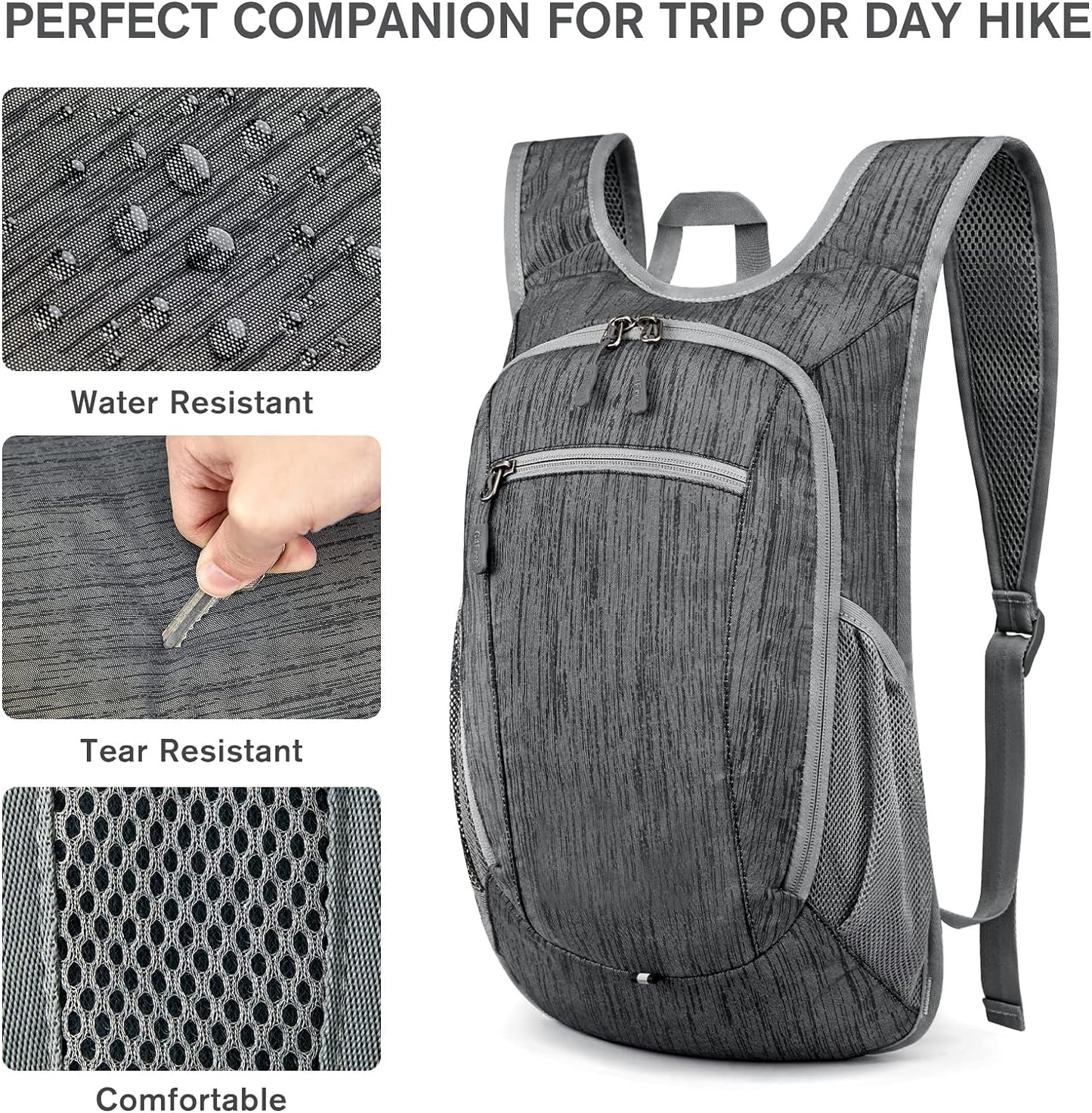 FETINES 10L/15L Hiking Backpack Lightweight and Portable Hiking Foldable Shoulder Bag